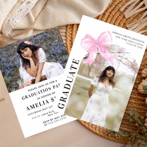Pink bow Trendy Senior 2026 Graduate Announcement