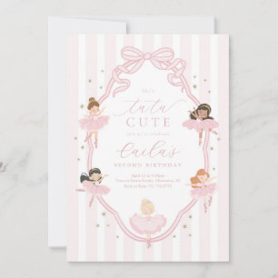 Pink Bow Tutu Cute Ballerina Birthday Invitation