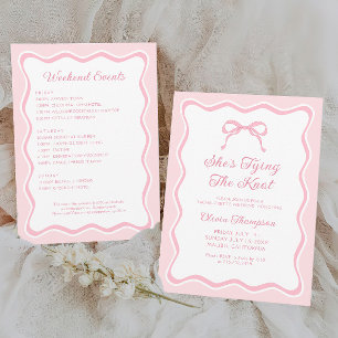 Pink Bow Tying the Knot  Bachelorette Party Invitation