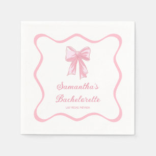 Pink Bow Tying the Knot Bachelorette Party Napkins