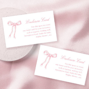 Pink Bow Tying The Knot Bridal Shower Custom Enclosure Card