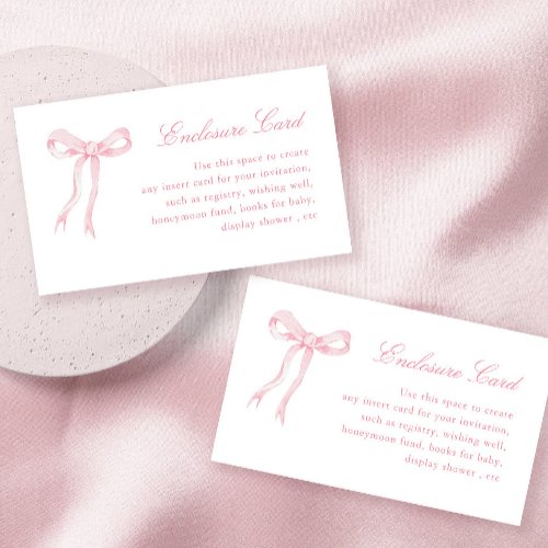 Pink Bow Tying The Knot Bridal Shower Custom Enclosure Card