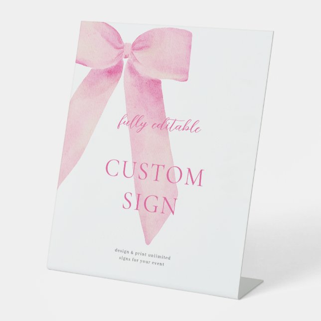 Pink Bow Tying the Knot Bridal Shower Custom Sign (Front)