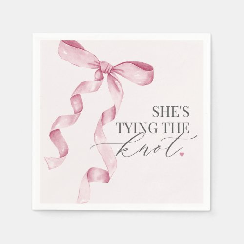 Pink Bow Tying the Knot Bridal Shower Decor Napkins