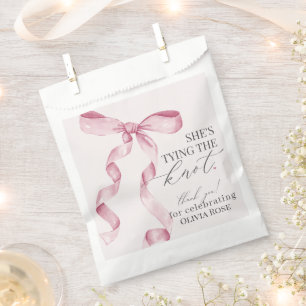 Pink Bow Tying the Knot Bridal Shower Dessert Favor Bag