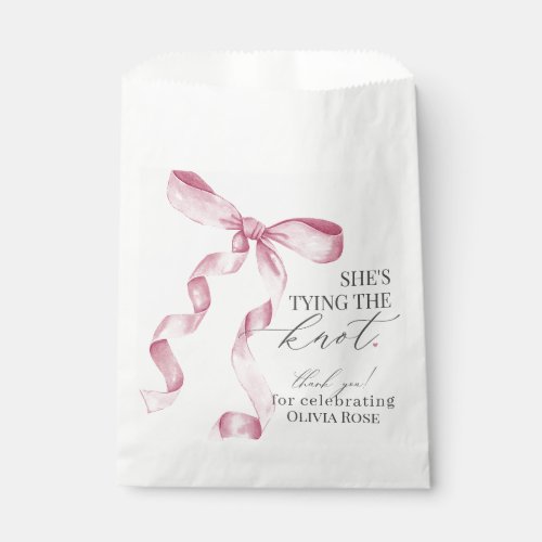 Pink Bow Tying the Knot Bridal Shower Dessert  Favor Bag