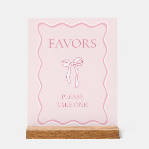 Pink Bow Tying the Knot Bridal Shower Favor Acrylic Sign
