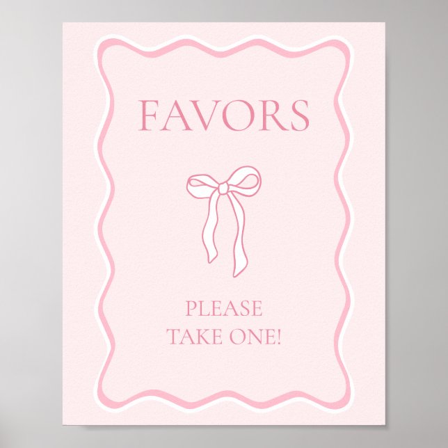 Pink Bow Tying the Knot Bridal Shower Favor Poster (Front)