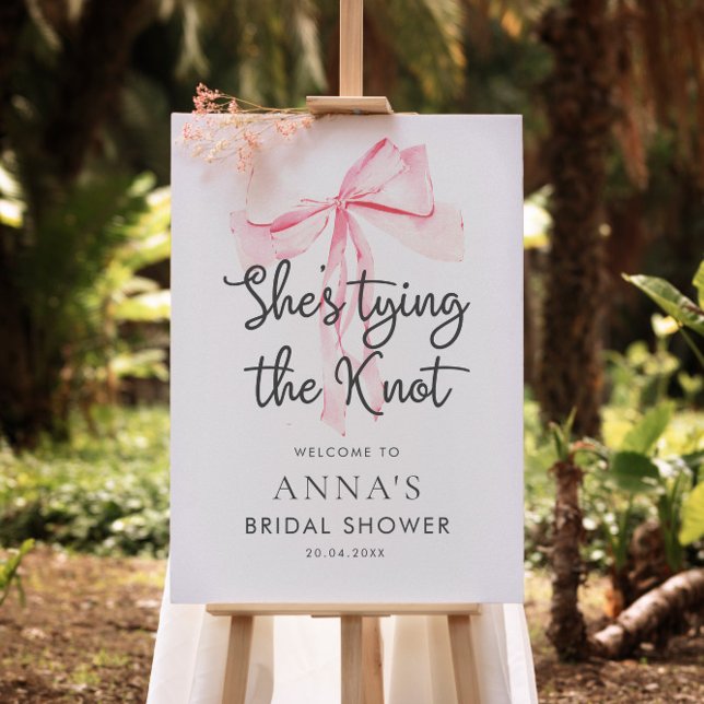 Pink Bow Tying The Knot Bridal Shower Foam Board (Creator Uploaded)