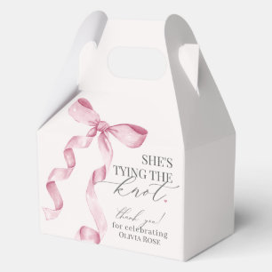 Pink Bow Tying the Knot Bridal Shower Gift Favor Boxes