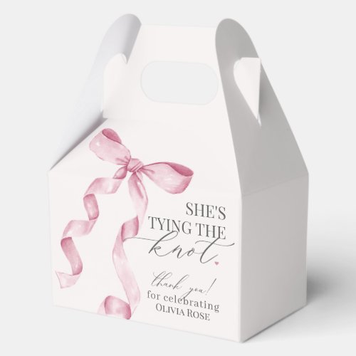 Pink Bow Tying the Knot Bridal Shower Gift Favor Boxes