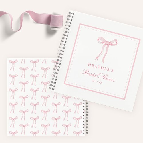 Pink Bow Tying The Knot Bridal Shower Guestbook Notebook