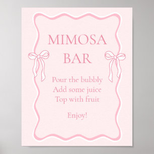 Pink Bow Tying the Knot Bridal Shower Mimosa Bar Poster