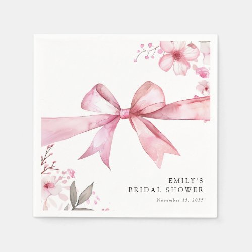 Pink Bow Tying the Knot Bridal Shower Napkins