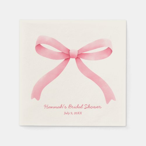 Pink Bow Tying the Knot Bridal Shower Napkins