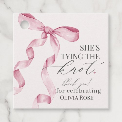 Pink Bow Tying the Knot Bridal Shower Party Favor Tags