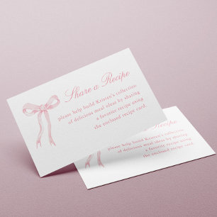 Pink Bow Tying The Knot Bridal Shower Recipe Enclosure Card