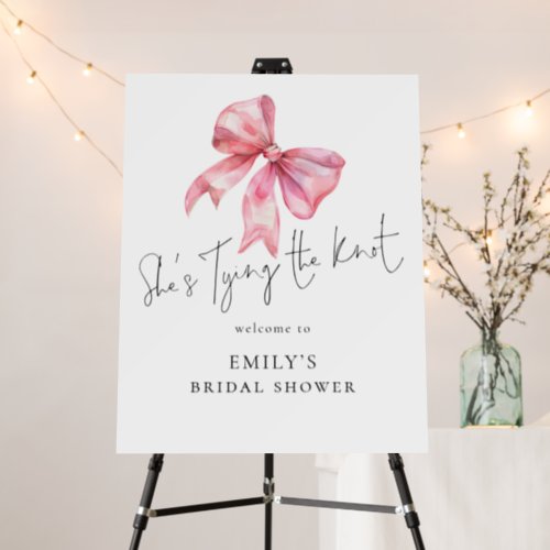 Pink Bow Tying The Knot Welcome to Bridal Shower Foam Board