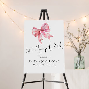 Pink Bow Tying The Knot Welcome to Couple Shower Foam Board