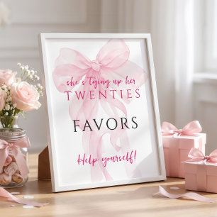 Pink Bow Tying Up 20s Favors Sign 30th Birthday