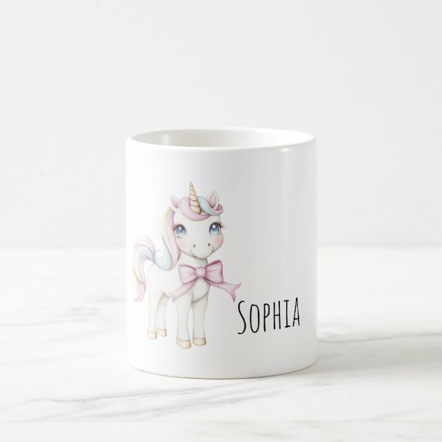 Pink Bow Unicorn  Coffee Mug (Center)