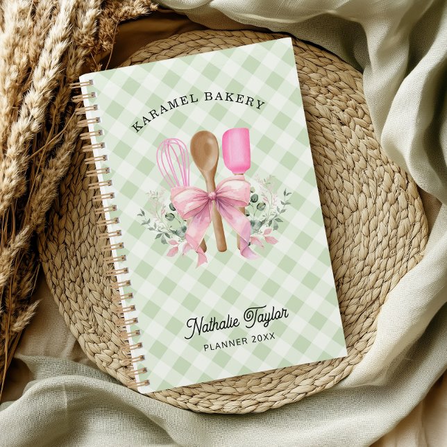 Pink Bow Utensils & Green Gingham Planner Notebook (Creator Uploaded)