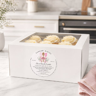 Pink Bow utensils Label Cottage Bakery Packaging