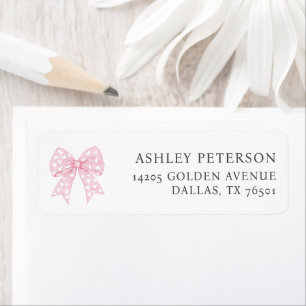 Pink Bow Valentines Sweetheart Return Address Label