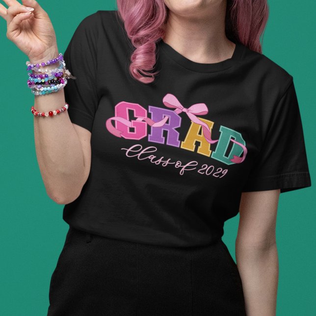 Pink Bow Varsity Letter Grad Class of Year Tri-Blend Shirt (Creator Uploaded)