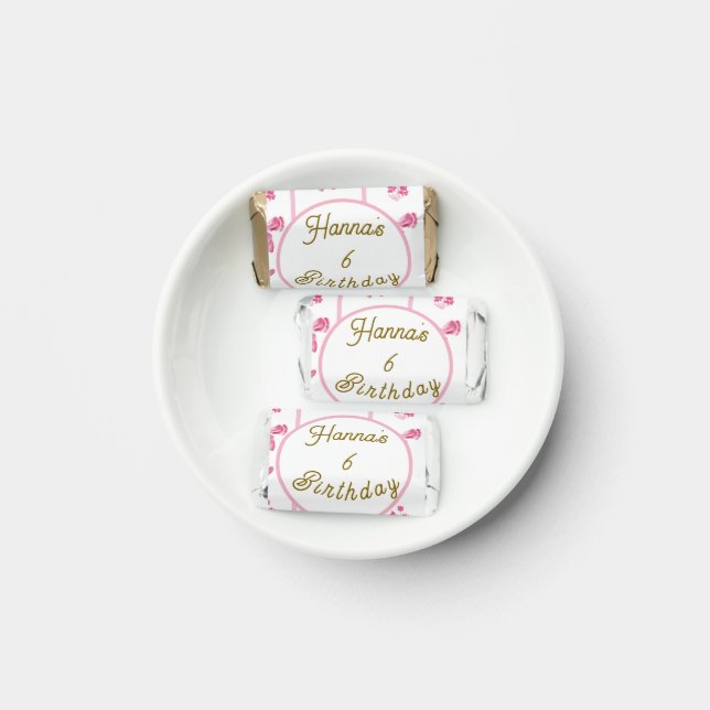 Pink Bow Vertical Stripe -preppy coquette birthday Hershey's Miniatures (Plate)