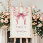 Pink Bow Vintage Coquette Baby Shower Sign<br><div class="desc">Pink Bow Vintage Coquette Baby Shower Sign</div>