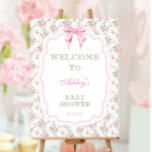 Pink Bow Vintage Floral Baby Shower Welcome  Foam Board<br><div class="desc">Pink Bow Vintage Floral Baby Shower Welcome Foam Board. Click on the “Customize it” button for further personalization of this template. You will be able to modify the style,  colors,  and sizes. Matching items available.</div>