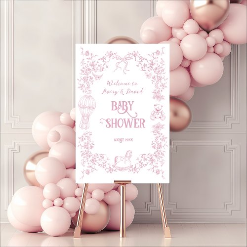 Pink Bow Vintage Floral Baby Shower welcome Foam Board