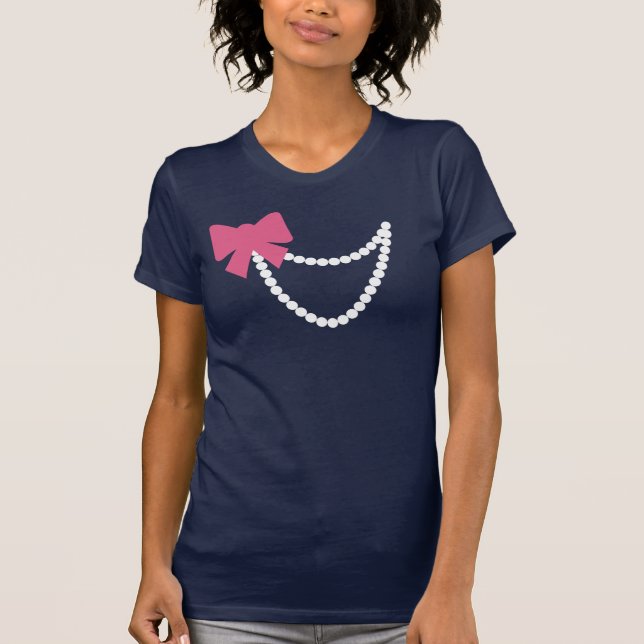 Pink Bow w/ White Pearls T-Shirt (Front)