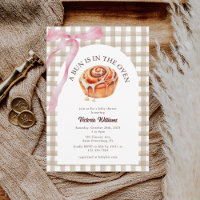 Pink Bow Watercolor Bun in the Oven Baby Shower