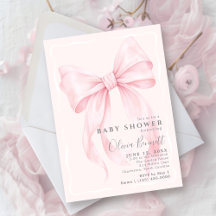 Pink Bow Watercolor Girl Baby Shower