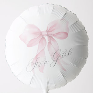 Pink Bow Watercolor It's a girl Baby shower Balloon
