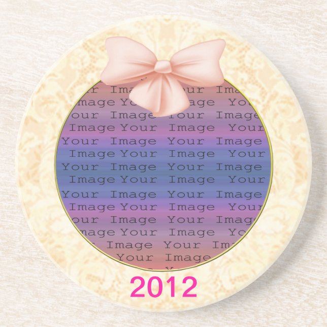 Pink Bow Wedding Coaster (Front)