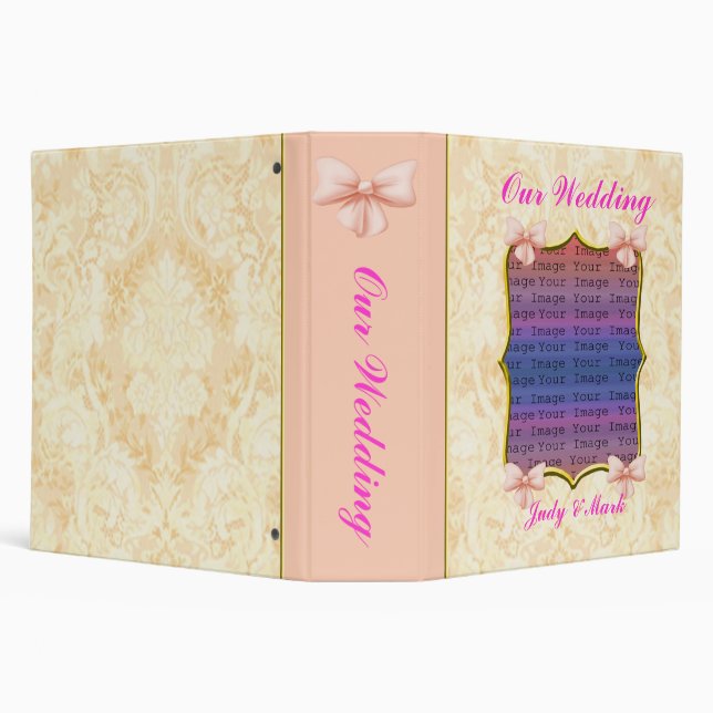 Pink Bow Wedding Photo Album Binder (Background)