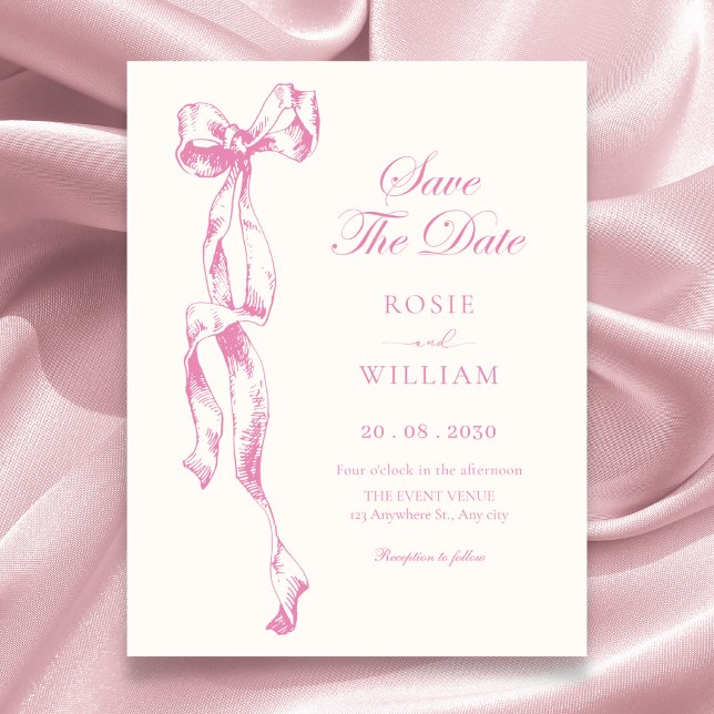 Pink Bow wedding Save The Date (Creator Uploaded)