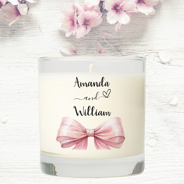 Pink bow wedding scented candle (Creator Uploaded)