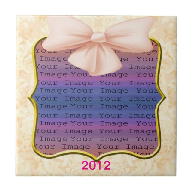 Pink Bow Wedding Tile (Front)
