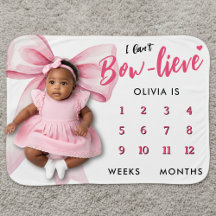 Pink Bow Week Month Milestone Tracker Cute Girls