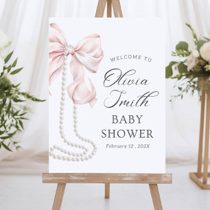 Pink Bow Welcome Sign Blush Pink Baby Shower Welco