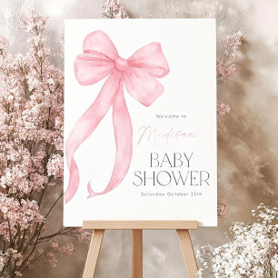 Pink Bow Welcome Sign, Pink Bow Baby Shower Welcom Foam Board