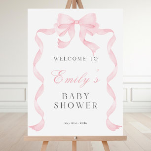Pink Bow Welcome Sign, Soft Pink Baby Shower Welco Foam Board