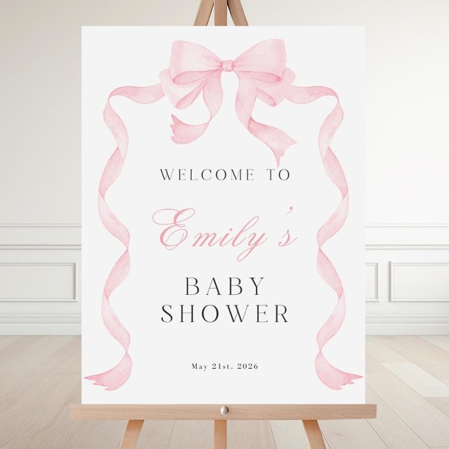 Pink Bow Welcome Sign, Soft Pink Baby Shower Welco Foam Board (Creator Uploaded)