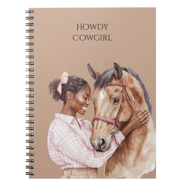 Pink Bow Western Farm Cowgirl Horse Notebook (Front)