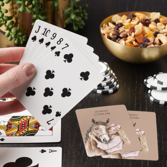 Pink Bow Western Farm Cowgirl Horse Poker Cards (In Situ)