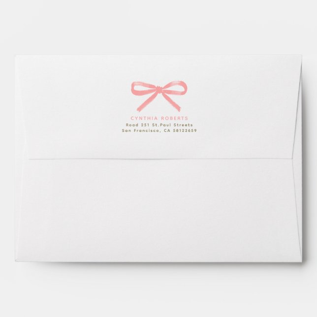 Pink Bow Whimsical Modern Elegant Retro Chic Envelope (Back (Top Flap))